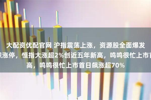 大配资优配官网 沪指震荡上涨，资源股全面爆发，金银股大面积涨停，恒指大涨超2%创近五年新高，鸣鸣很忙上市首日飙涨超70%